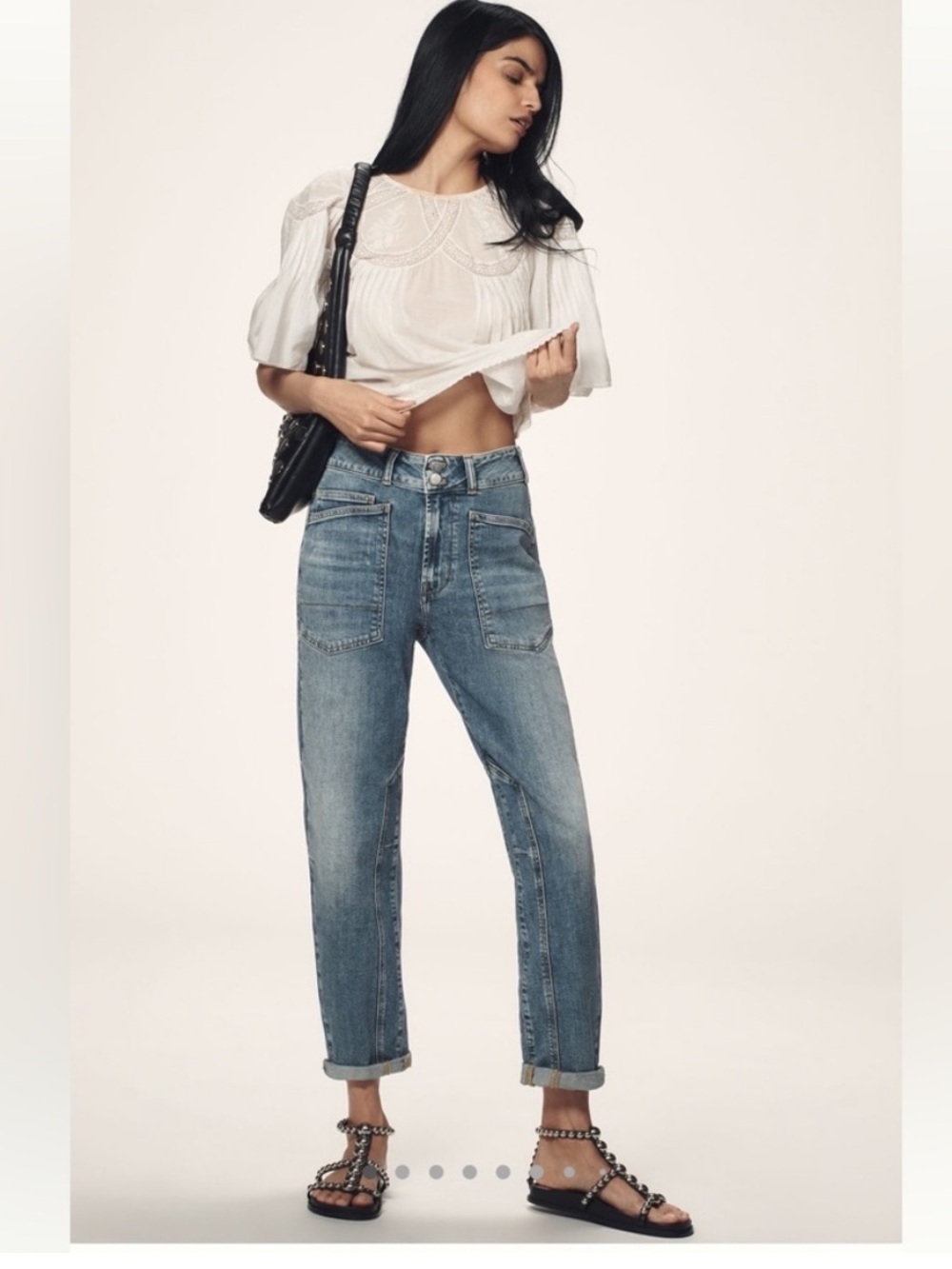 Anthropologie Pilcro The Wanderer Mid Rise Relaxed Jeans Size 27 boho 90s Chic